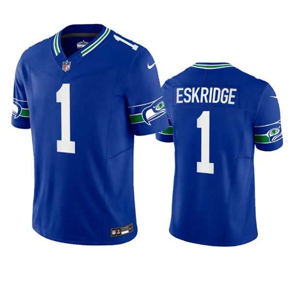 Mens Seattle Seahawks #1 Dee Eskridge Royal 2023 F.U.S.E. Vapor Limited Throwback Stitched Jersey